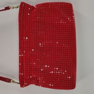 Vintage Lumared Mesh Purse Red Handbag Detached Strap 70s 80s